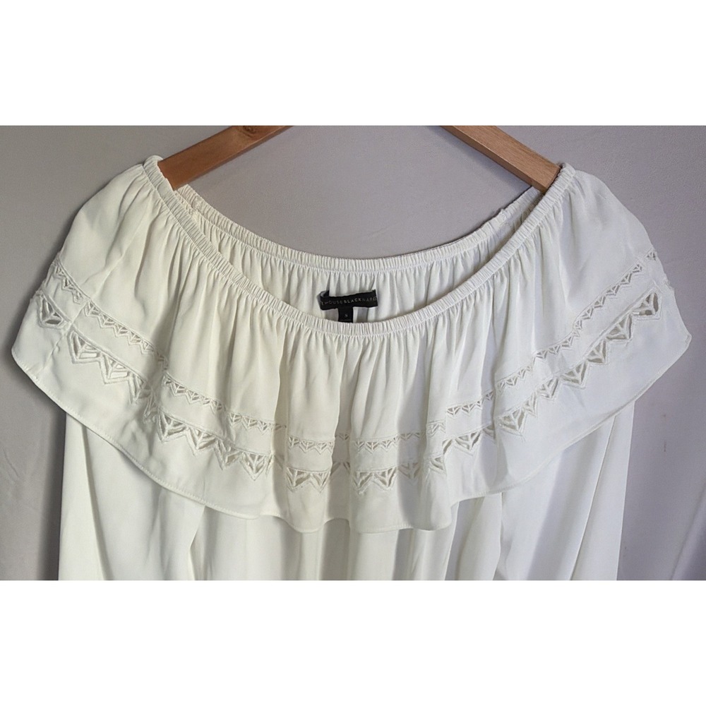 White House Black Market Boho Chic Ruffle Collar Top Size Small - Picture 5 of 7